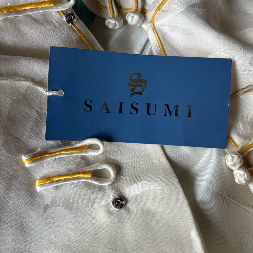 Saisumi Silk Cheongsam / Qipao Dress – Ivory & Gold – Size S – NWT - Picture 5 of 9